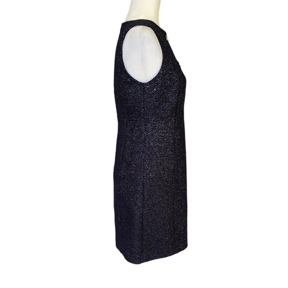 Tocca Navy Blue & Metallic Tweed Silver Button Sleeveless Mini Dress - 4 - Picture 4 of 12